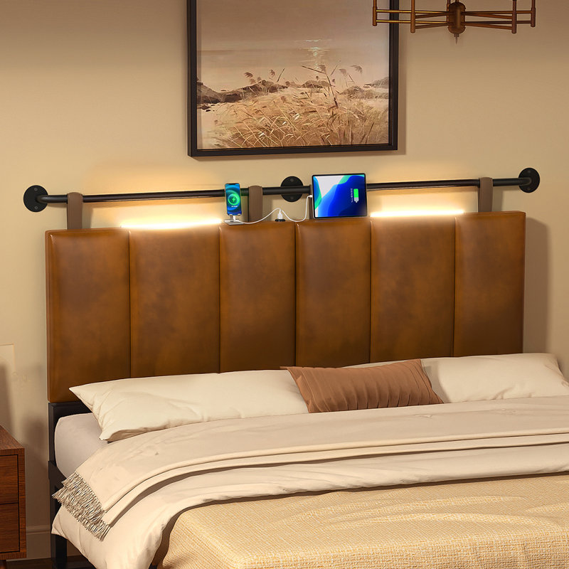 Williston Jarlfrid Wall Mounted Upholstered Headboard with USB
